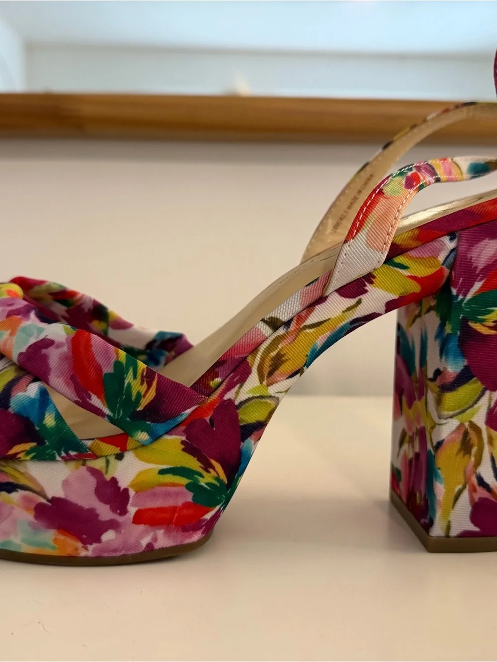 Jessica Simpson Floral Multicolor Platform Slingbacks - Pink/Green/Yellow